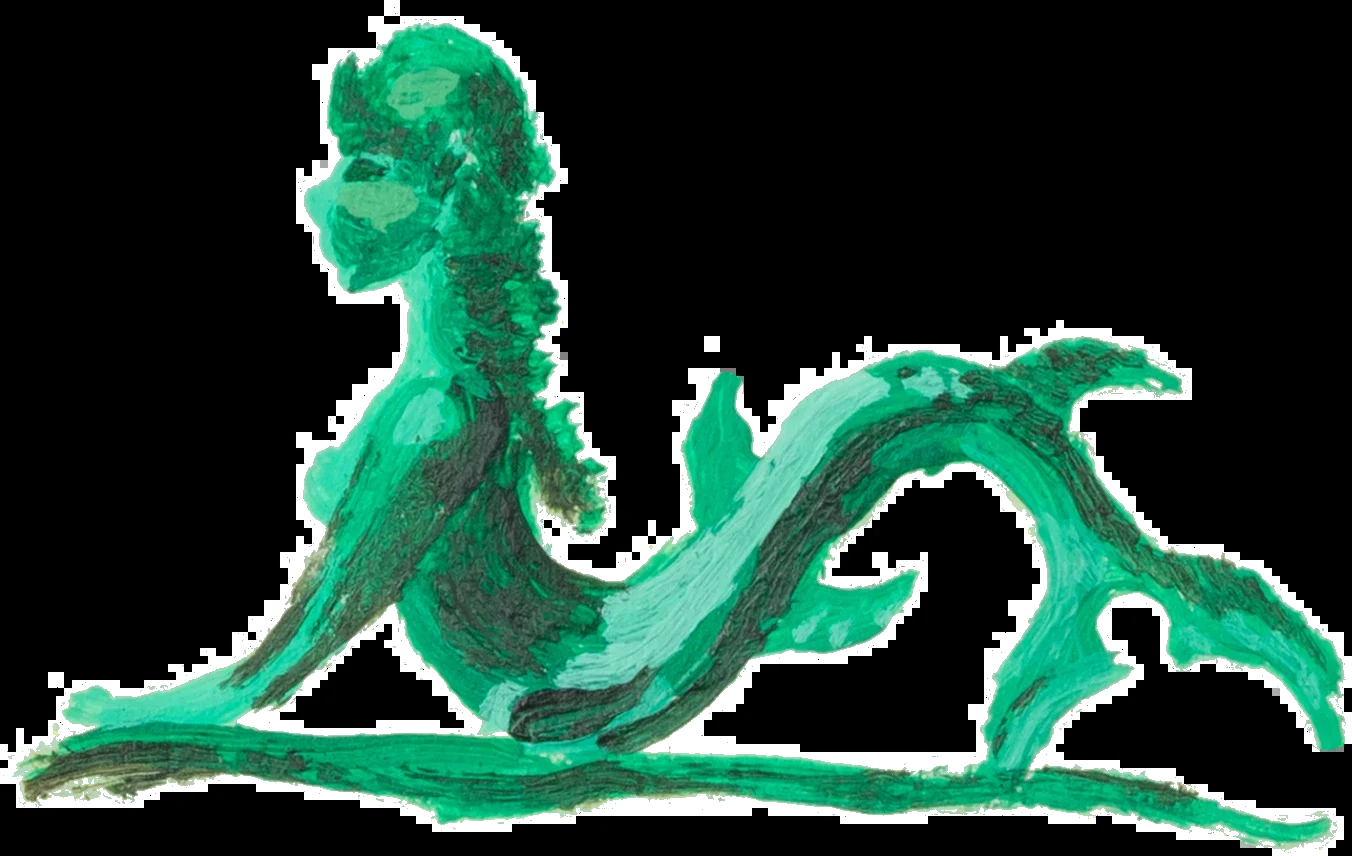 green mermaid, painted by Ian Cato